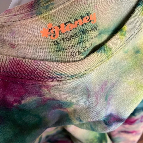 Handmade Tie Dye Tee T-Shirt Mens XL Unisex Scrunch Dye Green Pink Crewneck - Picture 6 of 8
